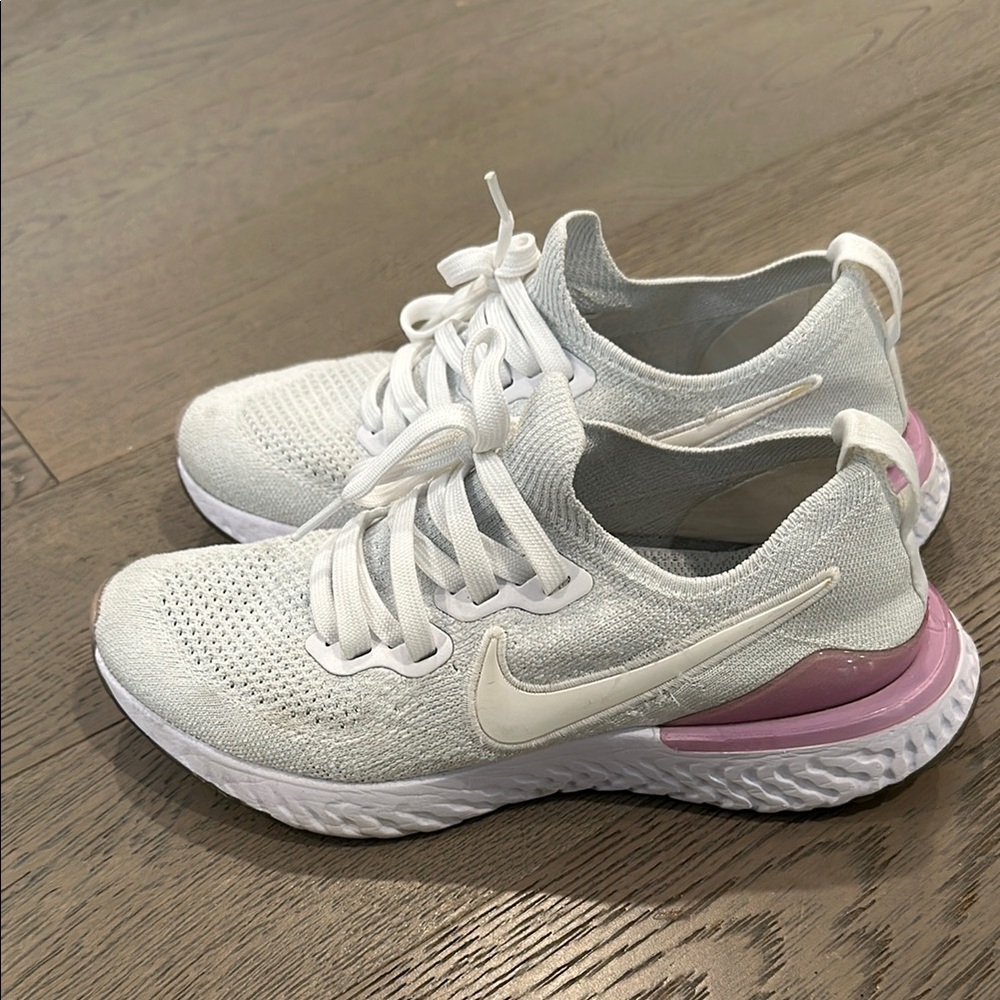 Nike Women's White and Pink Running Shoes